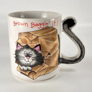 Cat Kitty Coffee Cup Mug Ceramic Brown Baggin' It Japan